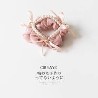 Sang Trọng Ngọc Trai Nơ Tóc Dây Buộc Tóc Đuôi Ngựa Cao Cấp Nữ 2024 Dây Cao Cấp Dây Buộc Tóc W1.14