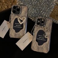 Sang Trọng Ốp Điện Thoại Mặt Gương Hình Trái Tim Cho iphone15 14 13 12 pro max