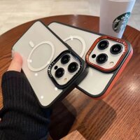 Sang Trọng Ốp Điện Thoại Sợi carbon Trong Suốt Từ Tính Bảo Vệ camera Cho iphone15 14 13 12 pro max 15plus