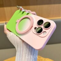 Sang Trọng Ốp Điện Thoại silicone Mềm Chống Sốc Màu gradient Có Giá Đỡ Từ Tính Cho iphone 15 pro 15 11 12 13 14 pro max 15 plus