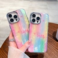 Sang Trọng Ốp Điện Thoại Silicon Mềm Chống Sốc Hình Cầu Vồng Cho iphone 15 14 13 12 11 pro max promax 14 15 plus silicone