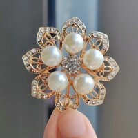 Sang Trọng Pha Lê Ngọc Trai Tám Cánh Hoa Thổ Cẩm Cho Nữ Kim Cương Giả Thổ Cẩm Chân Quần Áo Phù Hợp Với Phụ Kiện Văn Phòng Quà Tặng Cho Cô