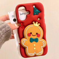 Sang Trọng Sáng Tạo Giáng Sinh Bánh Gừng Người Đàn Ông Ốp lưng iPhone 13Pro 14 15 16 12 Pro Max Dễ Thương Người Nhỏ Giá Đỡ Silicon Chống Rơi Ốp lưng