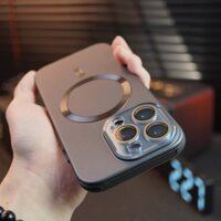 Sang Trọng Siêu Mỏng matte Chống Rơi Có Bảo Vệ Phim Ống Kính Ốp Điện Thoại Từ Tính Cho iPhone 13 14 15 16 Pro Max PC Bảo Vệ Toàn Diện Camera Vỏ Điện Thoại MỚI