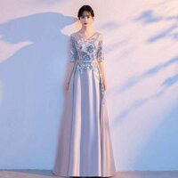 Sang Trọng Thanh Lịch Tối Tiệc Đầm 2025 Sự Kiện Chính Thức Màu Xám Kim Sa Lấp Lánh Đầm Dạ Hội Hóa Trang Cao Cấp Sang Trọng Thanh Lịch Bóng Cho Người Lớn Mẹ Váy Cưới