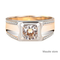 Sang Trọng Thật Moissanite Nam Nhẫn Cưới 1 Carat 925 Nhẫn Bạc Dày Mạ Bạch Kim Nhẫn Cặp Đôi