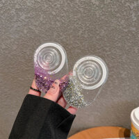 Sang Trọng Trong Suốt Lấp Lánh Chất Lỏng Quicksand Cho Từ Tính Giá Đỡ Điện Thoại Bao Kim Sa Lấp Lánh Đứng Dành Cho IPhone Samsung Huawei Xiaomi Redmi OPPO