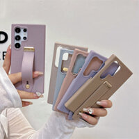 Sang Trọng Vải Da Mô Hình Dây Đeo Cổ Tay Khung Điện Thoại Trường Hợp Đối Với Samsung S24 S23 S22 Siêu Cộng Với S23fe A55 A35 A25 A15 A54 A34 PU Chống Sốc Cover Quay Lại