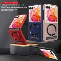 Sang Trọng Vải Da Mô Hình Vô Hình Khung Từ Gấp Trường Hợp Điện Thoại Cho Motorola Razr 50 Siêu 50 Tempered Glass Bảo Vệ Chống Sốc Cover Quay Lại