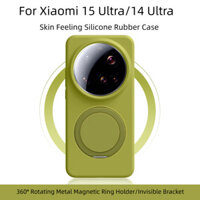 Sang Trọng Xoay 360o Từ Vòng Giữ Da Cảm Giác Thật Chất Lỏng Silicon Cao Su Ốp lưng Xiaomi 15 Ultra 15Pro 14 Pro 14 Ultra Ốp Lưng