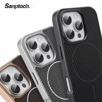 Sanptoch Cho Ốp Điện Thoại Kết Cấu Carbon Từ Tính Cho iPhone 16 / 15 / 14 / 13 / 12 Pro Max Ốp Lưng Mờ Chống Trơn Trượt Cho iPhone 16 Plus Vỏ Bảo Vệ Chống Sốc Với Thiết Kế Từ Tính