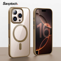 Sanptoch Cho Ốp Điện Thoại Trong Suốt Từ Tính Cho iPhone 16 / 15 Pro Max Mặt Sau Acrylic Trong Suốt Có Vỏ Silicon Mềm Cho iPhone 16 Plus 15 Plus Vỏ Bảo Vệ Chống Sốc