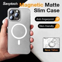 Sanptoch Cho Từ Tính Mỏng Matte Trong Suốt Ốp Lưng Điện Thoại iPhone 16 / 15 / 14 / 13 / 12 Pro Max Mờ Mờ Vỏ Cứng Chống Vàng Ánh Sáng Mỏng Vỏ Bảo Vệ