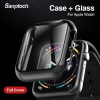 Sanptoch Full Coverage Dành Cho Apple Watch Tích Hợp Bảo Vệ Màn Hình Kính Cường Lực Cho iWatch Series 7 SE 6 5 4 3 2 1