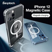 Sanptoch Magnetic hỗ trợ sạc không dây Phone Case For iP 12/13 Pro Max Airbag Shockproof Clear Cover For iPhone 13 Mini