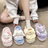 Sanrio Dép Dễ Thương Kuromi Cinnamoroll Hello Kitty Dép Cotton Sang Trọng Đế Dày Dép Trong Nhà