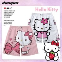 Sanrio Hello Kitty HelloKitty Quần Short Bé Trai Nữ Cặp Đôi Mặc Quần Đi Biển Quần Short