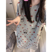 Sanrio Hello Kitty Kawaii Váy Ngủ Bé Gái Y2k 2000 Mùa Hè Tay Ngắn Bộ Đồ Ngủ Đầm Nữ Ngủ Thường Ngày Cho Đồ Ngủ Nữ