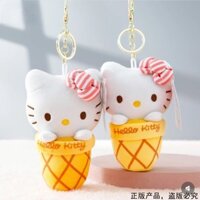 Sanrio Hello Kitty Kem Nón Sang Trọng Búp Bê Dễ Thương Móc Khóa Mềm Đồ Chơi Sang Trọng Mặt Dây Chuyền Trẻ Em Quà Tặng