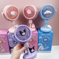 Sanrio Hello Kitty Kuromi My Melody Kawaii Mini Hoạt Hình Máy Tính Để Bàn Góc Nhỏ Có Thể Điều Chỉnh Quạt Đế Nhỏ Quạt Cầm Tay Ba Tốc Độ
