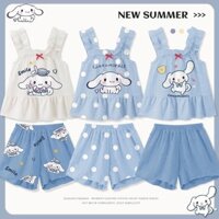 Sanrio Mùa Hè Trẻ Em Bộ Quần Áo Cinnamoroll Bé Trai Đồ Ngủ Không Tay Quần Short Quần Áo Trẻ Em Bộ Đồ Ngủ Bé Gái Bộ Đồ Ngủ
