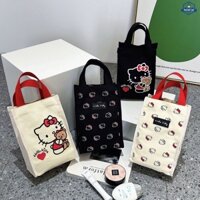 Sanrio Túi Xách Vải canvas Đựng Bình Nước In Hình hello kitty Dễ Thương