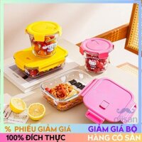 [Sanrio][Hello Kitty] Hộp cơm thủy tinh chịu nhiệt hâm nóng bằng lò vi sóng[HK]