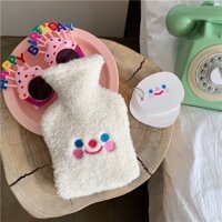 [Sẵn]Túi chườm bụng lót lông Hàn Quốc dễ thương hình mặt cười màu trắng
