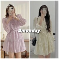 [SẴN/VIDEO] Váy đũi tơ nhăn tay bo kèm đau thắt "CARA DRESS" babydoll tiểu thư siêu xinh