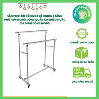 Sào Phơi Đồ Đôi 2 Tầng Tiện Lợi Bánh Xe Di Chuyển Khoen Treo Chống Tuột Cho Gia Đình Nhỏ