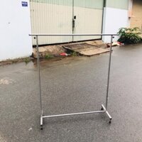 Sào phơi đồ đơn khung INOX chắc chắn, chân vuông cao cấp, treo quần áo không khoen (R40*D115*C138cm).