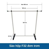 Sào phơi đồ F32 có thể điều chỉnh dài 1,8m đơn trơn
