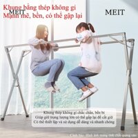 Sào phơi đồ MEIT Xào phơi quần áo gấp gọn chất liệu inox chắc chắn không rung lắc chịu lực tốt