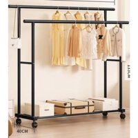 Sào Phơi Quần Áo Có Bánh Xe, Giá Kệ Treo Đồ Thông Minh Có Chỗ Để Đồ Phong Cách Hiện Đại