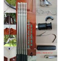 sào rút inox đa năng,gậy kéo dài như ý,L 4.1m.móc cành cây,lấy quả trên cao,phơi đồ,treo lồng chim,quét mạng nhện,vợt cá