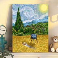 Sao Trăng Đêm Van Gogh Thế Giới Tranh Nổi Tiếng Vẽ Tay Màu Kỹ Thuật Số Tranh Sơn Dầu Tự Làm Màu Phong Cảnh Thu Hoạch Cánh Đồng Lúa Mì Tranh Trang Trí
