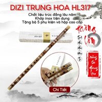Sáo Trúc Dizi Trung Hoa Cao Cấp HL317 - Khớp Inox, Âm Rung Đặc Trưng - Tặng Bộ 5 Phụ Kiện