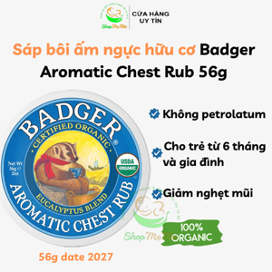 Sáp bôi ấm ngực hữu cơ Badger 21g