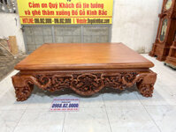 Sập chân quỳ dạ cá đục ngũ phúc 1m8x2m2 sơn pu màu trần (gỗ hương đá)