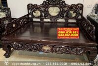 Sập giường Trúc Nho 3 tựa gỗ gụ ốp đá cẩm thạch