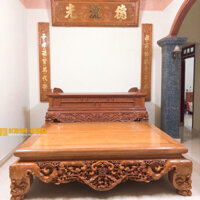 Sập nằm chân quỳ dạ cá đục ngũ phúc 1m8x2m2  (gỗ gụ lào)