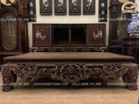 Sập ngũ phúc lối cổ gỗ gụ mật 1m6 x 2m mặt lá đôi hàng đục tay kỹ