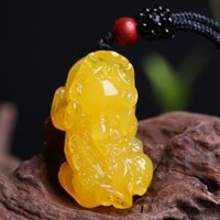 Sáp Ong Pixiu Mặt Dây Chuyền Nam Nữ Cũ Hổ Phách Vòng Cổ Dầu Gà Vàng Dài Áo Len Dây Xích