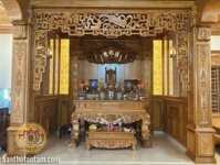 Sập thờ gỗ gõ Phúc An triện long phụng BTĐ109