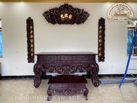Sập Thờ Gỗ Gụ +Bàn Cơm Gỗ Gụ Cỡ Đại 2m17 Giả Cổ ( Anh Long, Vĩnh Phúc )
