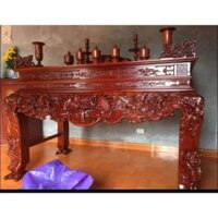 sập thờ gỗ mít kèm bộ đồ thờ cúng trên ban