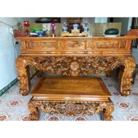 sập thờ gỗ mít nam phi giá xưởng sản xuất bàn+ tủ giá xưởng kích thước 217x117x107cm chân 22cm