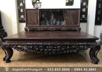 Sập trúc mành cổ gỗ gụ đục rất đẹp và tỉ mỉ – bác Khiêm (Lai Châu)