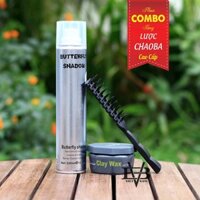 Sáp vuốt tóc nam Clay Wax 100ml + Gôm xịt tóc Butterfly Shadow 320ml Tặng lược