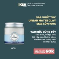 Sáp vuốt tóc nam nữ cao cấp, giữ nếp cứng tốt, tạo kiểu linh hoạt, dễ lấy, không bóng BRITISH M Urban Matte Clay 100g